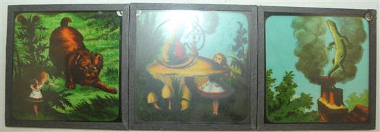 A set of twenty four Alice in Wonderland magic lantern slides,